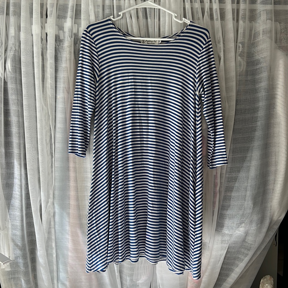Fighting Eel Blue and White Striped Dress